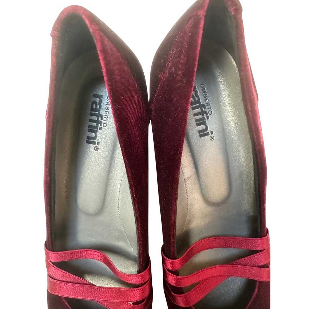 Umberto Raffini Neena Burgundy Velvet Block Heel Pumps Size 41 US 10 Holiday - Picture 4 of 9
